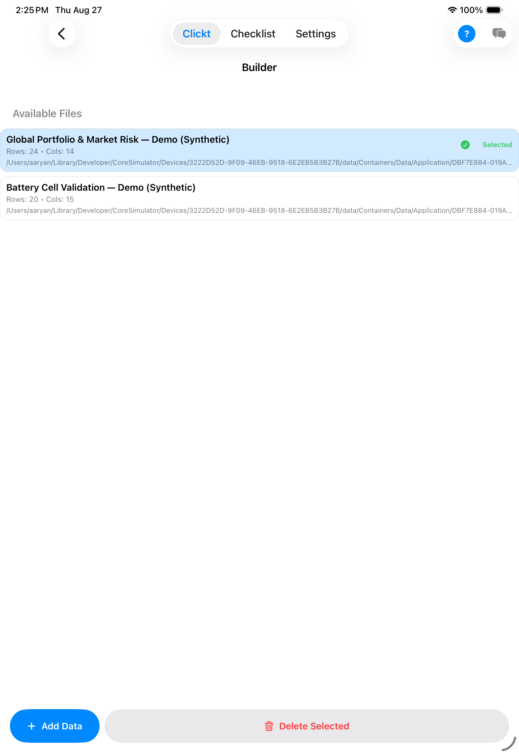 Clickt Builder workspace on iPad