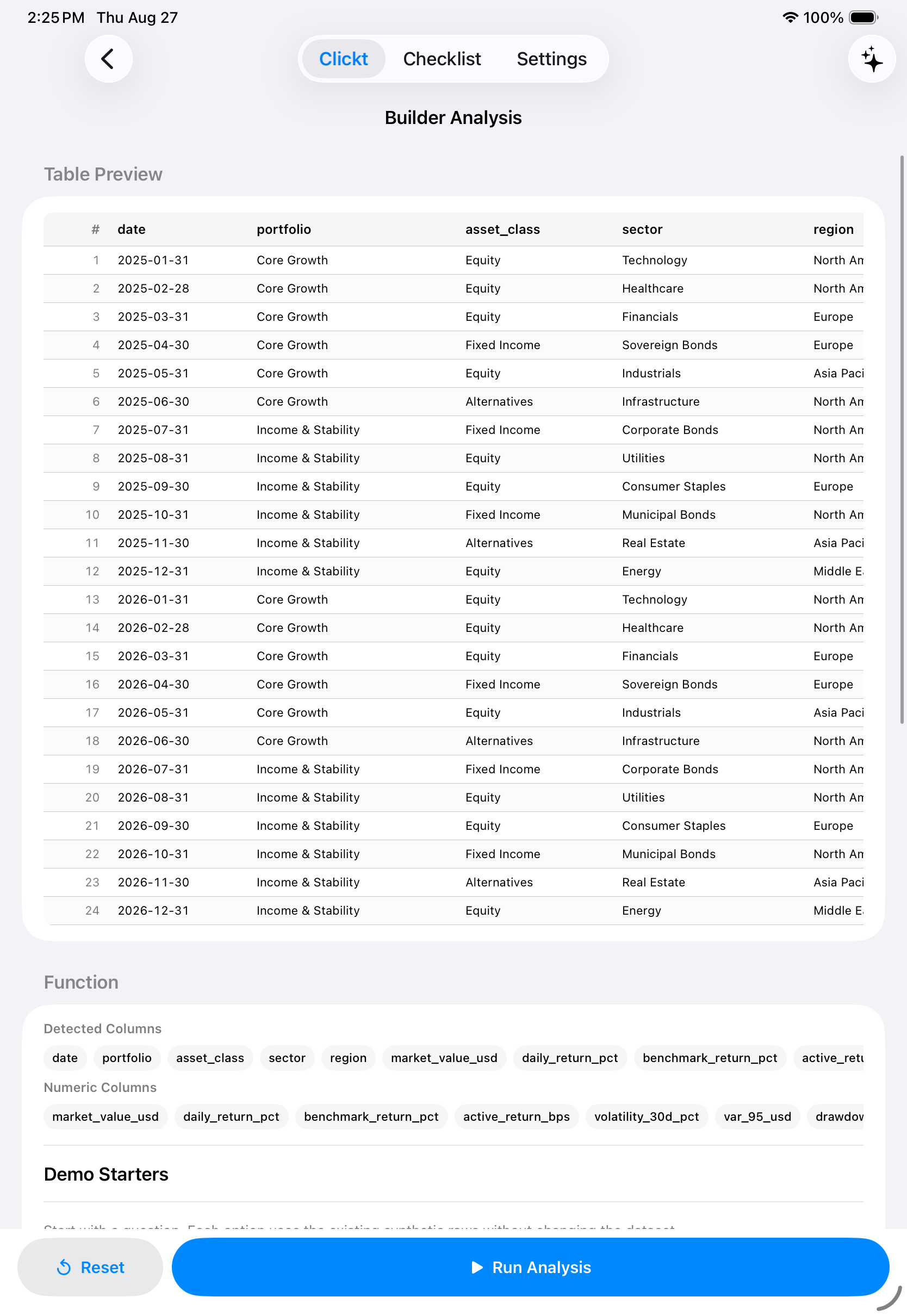 Clickt Builder workspace on iPad